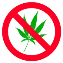 Symbol of forbidden canabis leaf